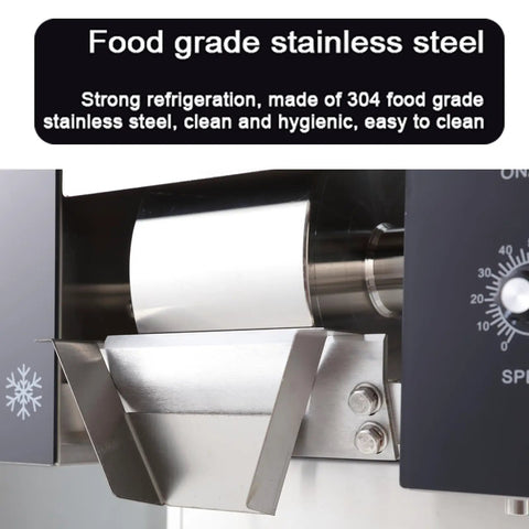 Commercial Snowflake Ice Machine Making Two Seventy Five Pounds Daily Automatic Shaved Ice Maker With Quick Chill Air Cooling and stainless steel components.