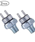 Go-To Air Pressure Switch 1/4 Inch 18 NPT 110 To 140 PSI DC 24V Or 12V Auto On Off IP54 Rated Silver For Easy Tank, Horn, Or Air Ride System Installations