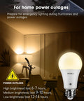 Scene with Rechargeable LED Light Bulb with Battery Backup and Remote Control, illuminating a room during power outages
