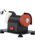 Real Deal Bench Grinder And Table Polisher Station Engineered For Swift Burr Removal Precision Blade Sharpening And Sleek Metal Polishing In Your Home Shop, compact design with dual grit wheels.