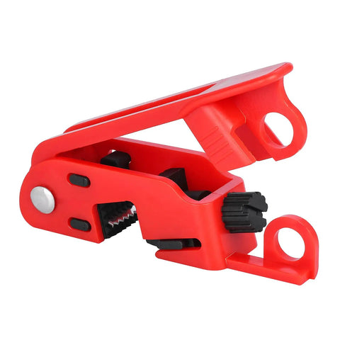 Lockout Tagout Circuit Breaker Lock for Standard Single and Double Toggles Pack of 12 Heavy Duty Pro Grade Durable Polypropylene and Nylon for 12mm or Smaller Toggle Bars, red clamp