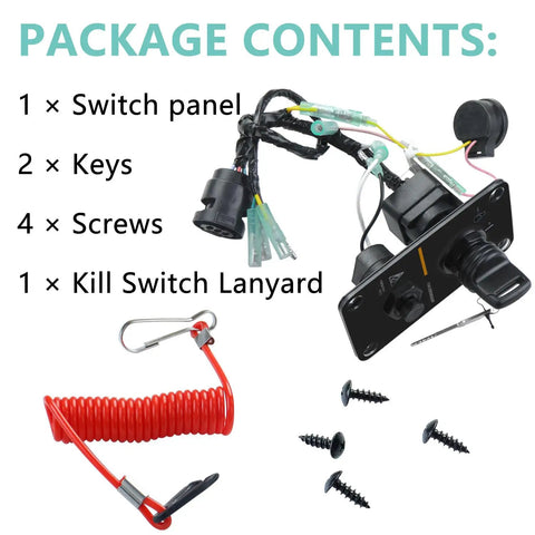 12V Marine Outboard Ignition Key Switch Panel, Single Engine On Off Assembly, replacement control box, package contents