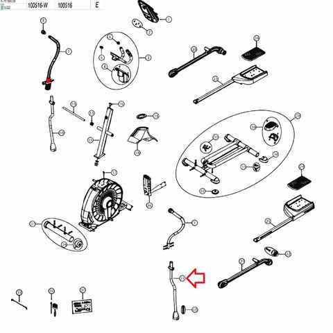 Lower Left Bar Sub Assembly Replacement For Elliptical Trainer Frame Support Component, Reliable Replacement Part Compatible With 490Ei Elliptical Fitness Equipment, Part No 1000511120, Keeps Motion Balanced And Smooth During Workouts. Diagram view
