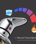 Slick Brass Shower Valve One Way Diverter Tap With G1/2 Cold Hot Water Mixer For Bathroom showing temperature adjustment with cold and hot indicators.