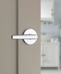 Interior Privacy Door Handle With Lock For Bedroom And Bathroom Polished Chrome Lever Reversible Keyless Push Button Privacy Lock