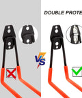 Comparison of two Heavy Duty Wall Mount Garage Hooks 4 Pack Set Double U Hook Organizer for Ladder Chairs Tools showing reinforced bracket.