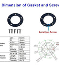 Marine Fuel Sending Unit Gasket Kit With Five Stainless M5 Screws And NBR Gasket, dimension details shown