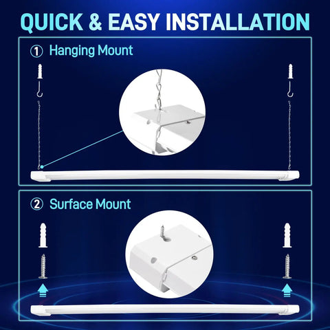 Bright 4Ft Led Shop Light 5000K Daylight 42W 4400 Lumens Linkable Ceiling Fixture For Garages Workshops Basements With Power Cord And Pull Chain ETL Certified No Fuss Flush Mount Or Hanging 1 Pack