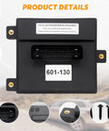 Front view of upgraded fuel pump driver module with pre programmed flow control for 2013-2014 Chevy Tahoe, part 601-130.