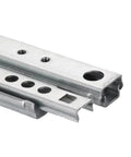 Close-up of metal Two Way Full Extension Drawer Slides 2 Pack 17mm Wide 374mm 15 Inch Length With Quick Release Latches
