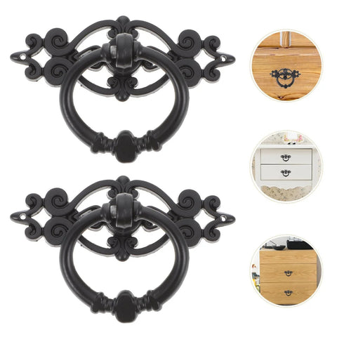 Antique Ring Handle Drop Pulls 2.56 Inch Cabinet Hardware for Furniture Wardrobes Decorative Drawer Pulls Zinc Alloy