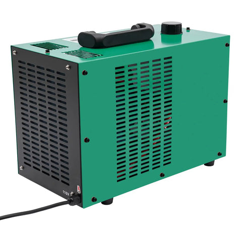 Heavy Duty Tig Welder Water Cooler System Wrc-300a 8 Gallon Tank with vented green casing and power cord.
