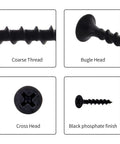 Workhorse 380 Piece Drywall Screw Kit With Black Phosphate Finish And Phillips Bugle Head Self Tapping Assortment with coarse threads and bugle head.