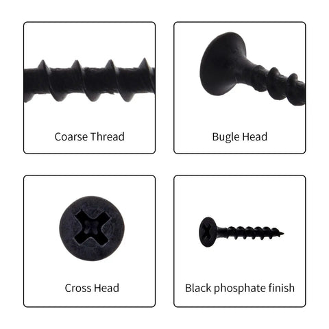 Workhorse 380 Piece Drywall Screw Kit With Black Phosphate Finish And Phillips Bugle Head Self Tapping Assortment with coarse threads and bugle head.