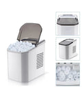Fast Freeze Countertop Ice Maker Delivering Quick Snap Cubes And No Fuss Automatic Cooling With Portable Compact Design For Cozy Home Bar Or Weekend Hangout Vibes with ice cubes visible in grey and white.