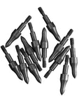 Pro Grade Screw In Archery Field Tips For Arrows And Crossbow Bolts 12 Pack Choose Grain And Size scattered on white background