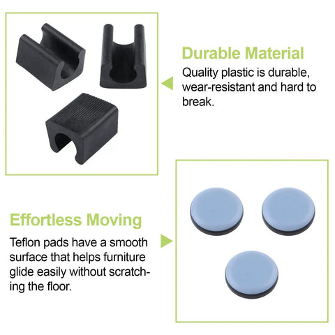 Set Of 30 Furniture Glider U Shaped Chair Pads With Round Teflon Sliders For Cantilever Chairs And Desks Easy Glide Durable Plastic