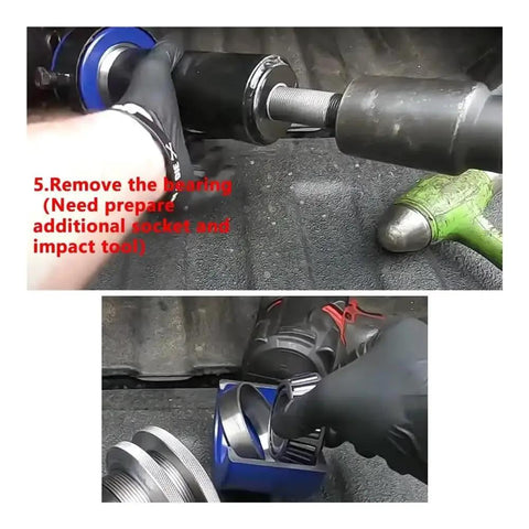 Using Dana Beefy Differential Bearing Puller Kit For 8 To 11.5 Inch Axles Rear Bearing Removal Tool with impact tool