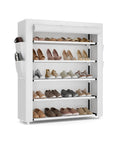 Five Tier Shoe Rack With Cover Holds 20 To 24 Pairs Of Shoes, Large Vertical Shoe Organizer For Closet Front Door Dorm Or Garage White