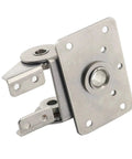 Stainless steel bilateral damping torque hinge with square mounting plate and rotating arms, 1 piece.