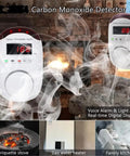 Plug In Carbon Monoxide Alarm With LED Display And Voice Alert in smoky room, LED displays CO levels, ideal for family safety
