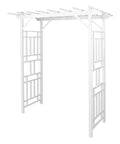 Vinyl Garden Archway For Outdoors, 72 By 85 Inches, White With Lattice Design And Trellis Sides, Weather Resistant PVC