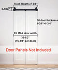 37 Inch Bifold Sliding Barn Door Hardware Kit For Closets, Bi-Fold Track System Fits Up To 33.5 Inch Wide Doors, hardware shown