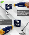 Magnetic 66-Piece Screwdriver Set With S2 Alloy Tool Steel Bits showing demagnetize and magnetize function with Phillips screwdriver