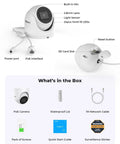 5MP Outdoor PoE Cam Dome Turret with 2.8mm Wide Lens, 97 Degree View, 100ft Night Vision, H.265 Plus, accessories shown.