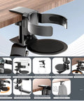 2 In 1 Desk Cup Holder And Headphone Hook, 360 Degree Rotating Aluminum Alloy Bracket attached to desk edge