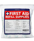 154 Piece First Aid Refill Set For Kits And Roadside Emergency Use Restock Replacement Pack in clear bag with supply list visible
