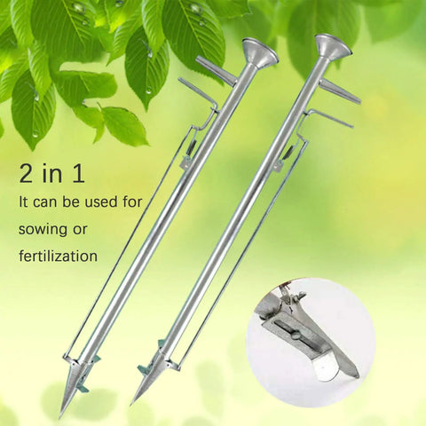 2 In 1 Garden Seeder And Planter Tool With Stainless Steel Handle For Easy Sowing Or Nutrient Feeding Rustproof Metal Seed Shank