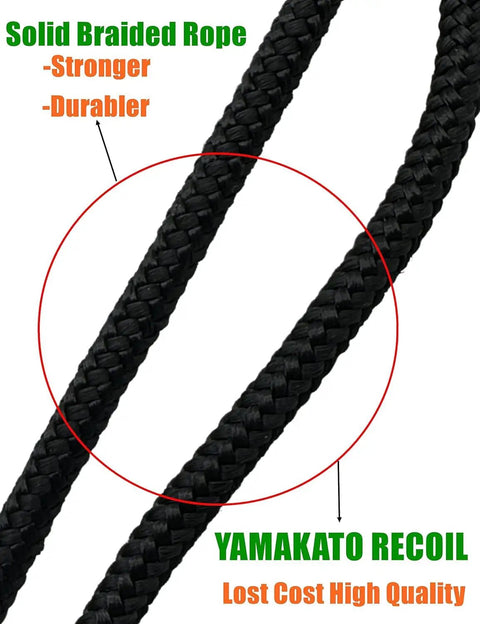 Close-up of black solid braided rope for Recoil Pull Start 590607 797276 For Briggs And Stratton CR950 CR750 Engine and Generator