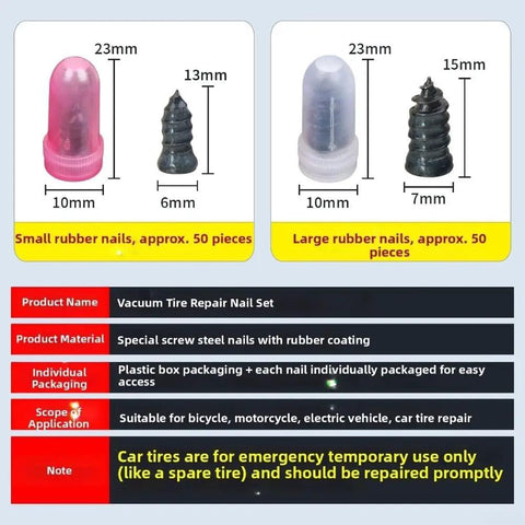Road Ready Tire Repair Kit With 100 Stoppers And A Screwdriver For Quick Puncture Fixes Strong Grip And Seal product details chart