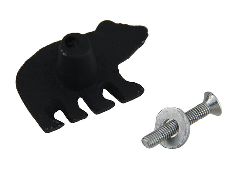 Rustic Black Bear Drawer Knobs Set Of 4 Metal Cabinet And Drawer Pulls with screw, 2 inch wide, 1.5 inch high, black metal