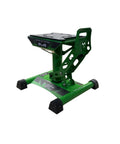 Green Dirt Bike Lift Stand For Off Road Rides, Lightweight Yet Beefy Carbon Steel, Ultra Stable Center Post, Universal Fit For All Dirt Bikes