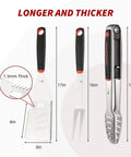 Heavy Duty 4 Piece Barbecue Tools Set With Stainless Steel Spatula Fork And Tongs Plus Free Portable Storage Bag dimensions.