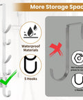 Diagram showing Metal Over The Door Hooks For Hanging And Organizing Purses Coats Hats Towels And Clothes Ideal For Bathroom Closet And Shower.