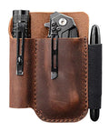 Full Grain Leather Pocket Organizer For Everyday Carry Pouch With Knife Holder And Pen Loop Rugged Chestnut Everyday Carry Carrier Built To Last And Keeps Pockets Organized
