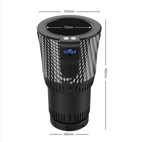 Smart 2 In 1 Car Cup Warmer And Cooler With Digital Temp Display, 165mm height, features LCD and stylish design.