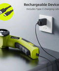 Heavy Duty Cordless Electric Cutter With 4V Rechargeable Battery And Two Sharpened Rotary Blades charging with USB Type-C cable.