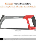 12 Inch Adjustable Hacksaw Frame Set With High Tension Beefy Workhorse Hand Saw Includes 10 Blades For Gardeners PVC Pipes Metal