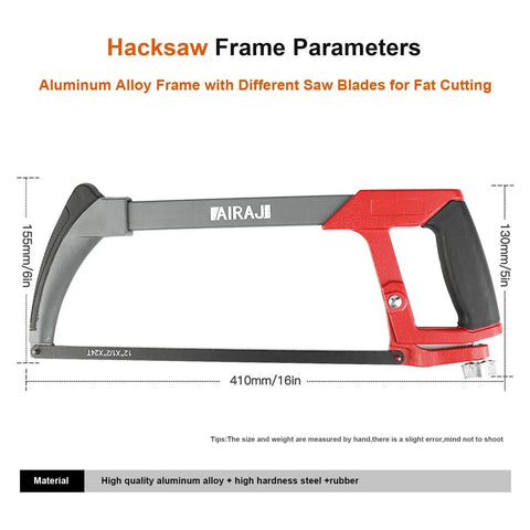 12 Inch Adjustable Hacksaw Frame Set With High Tension Beefy Workhorse Hand Saw Includes 10 Blades For Gardeners PVC Pipes Metal