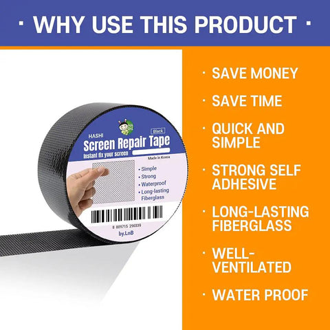 DIY Friendly Fiberglass Screen Repair Kit For Windows And Doors With 2 Inch By 15 Feet Black Mesh And 3 Layer Strong Adhesive Tape
