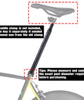 Heavy Duty Aluminum Bike Seat Post 400mm Long Fits 25.4 27.2 28.6 30.4 30.9 31.6 Millimeter Diameters For Mountain And Road Bikes Lightweight Upgrade No Saddle Clamp Included Measure First shown installed on a bicycle frame