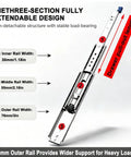 Heavy Duty Side Mount Locking Drawer Slides With Full Extension, 1 Pair, Smooth Ball Bearing Action For RV Cabinets, Trucks, And Industrial Drawers, No Hassle Install And Unobstructed Access To Back Items, 76mm outer rail
