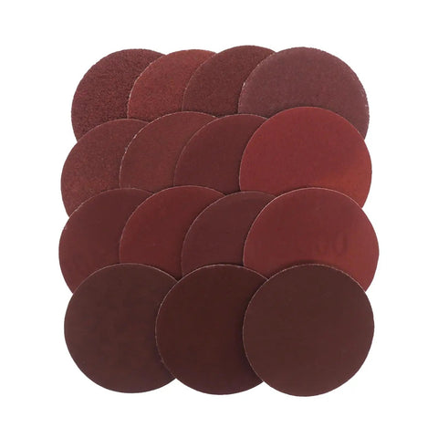 Round Sanding Discs With Hook And Loop Backing For Wood And Metal, assorted ultra fine aluminum oxide grits from 60 to 2000.