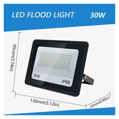 JUDYSSY Led Flood Light 50W 100W 150W Ac220 Led Reflector Ip66 Waterproof Outdoor Floodlight Spotlight Led Garden Lights for Court,Garden,Warehouse,Warm White30W 30W dimensions illustration