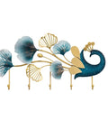 Heavy Duty Wall Mounted Coat Hooks Slick Entryway Rack Bedroom Living Room Organizer For Bags Hats Keys Dang with decorative teal peacock design.