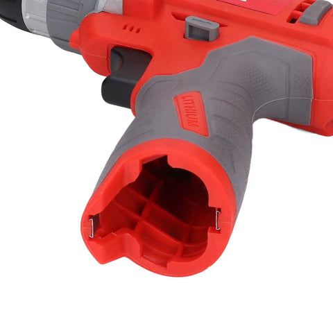 Heavy Duty Cordless Drill Driver Pumping 52 Nm Of Raw Torque With 25 Adjustable Speeds And Instant Reverse Switches handle grip close-up